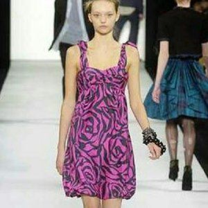 MARC JACOBS HOT Pink ROSE Zebra Navy Blue RUNWAY 2005 Silk Bubble Dress! Size 6!